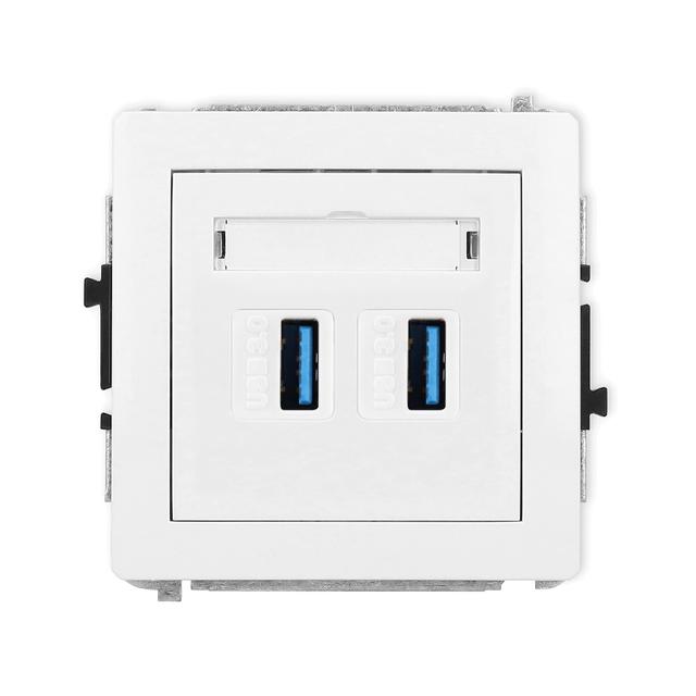 DECO Mechanizm gniazda podwójnego 2xUSB A-A 3.0 biały