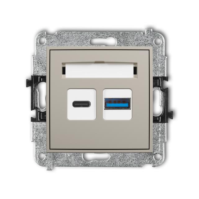 MINI Ładowarka USB podwójna USB C + USB A, 20W max. taupe 60MCUSB-8 KARLIK