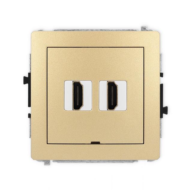 DECO Mechanizm gniazda podwójnego HDMI 2.0, bez pola opisowego złoty