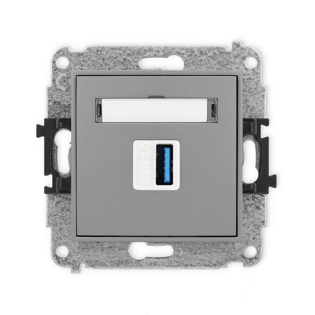 MINI Gniazdo pojedyncze USB A-A 3.0 szary mat 27MGUSB-5 KARLIK