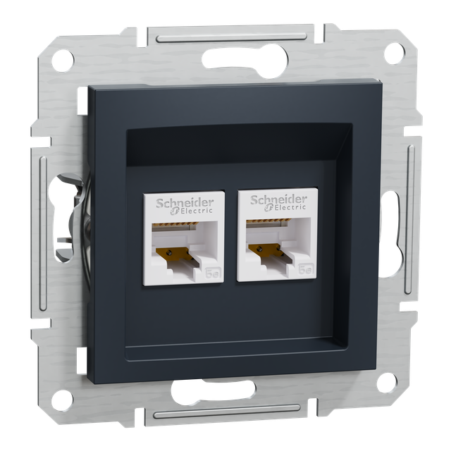 Asfora, gniazdo komputerowe 2x RJ45 kat.5e, UTP, bez ramki, antracyt