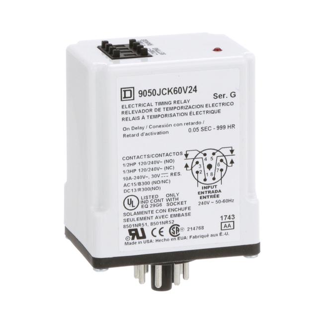 TIMER RELAY 240VAC 10AMP +OPTIONS 9050JCK60V24 Schneider