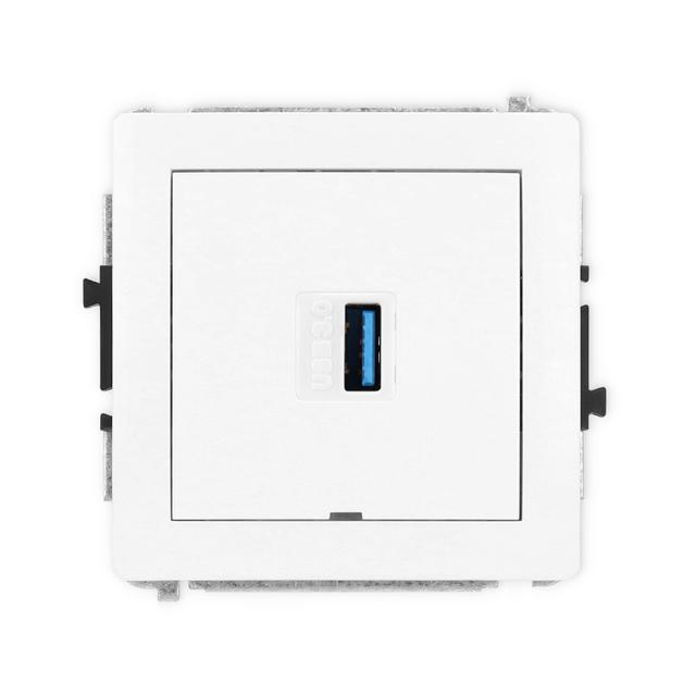 DECO Mechanizm gniazda pojedynczego USB A-A 3.0, bez pola opisowego biały