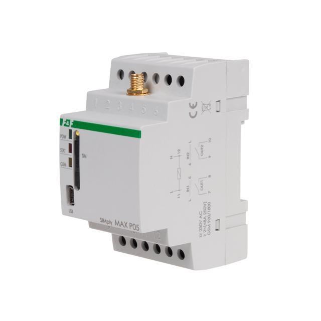 Przekaźnik zdalnego sterowania GSM - licznik impulsów i czasu pracy / załącz-wyłącz / funkcja alarm 230V 1Z SimplyMAX-P05 F&F