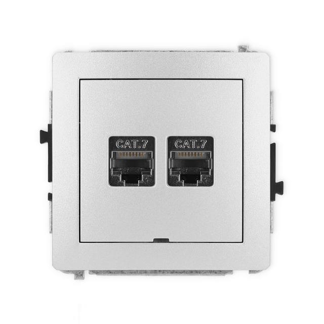 DECO Mechanizm gniazda komputerowego podwójnego 2xRJ45, kat. 7, ekranowany, 8-stykowy, bez pola opis