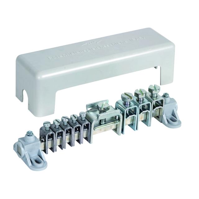Szyna wyrównywania potencjałów R15, wyk.B, z pokrywą, 5 zacisków na 2,5-25 mm2, 3 zaciski na 16-95 m