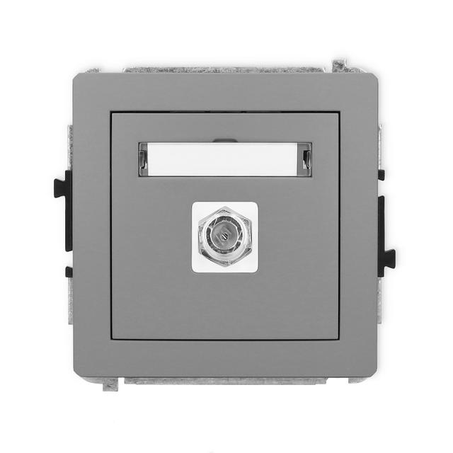 DECO Mechanizm gniazda antenowego pojedynczego typu F (SAT) niklowany szary mat, 27DGF-1