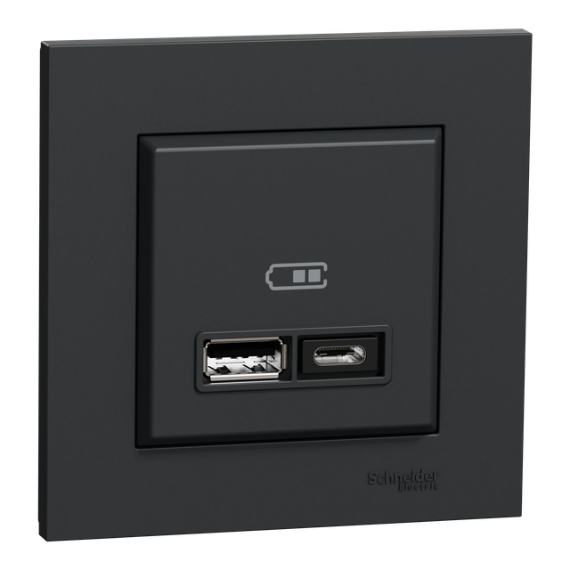 Miluz ED Gniazdo ładowania USB A+C 2,4A antracyt  WDE014U00 Schneider