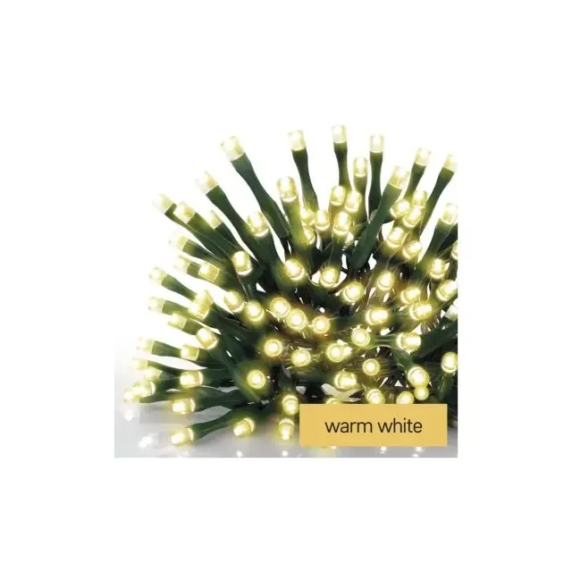 Lampki choinkowe Classic 80 LED 8m ciepła biel, zielony przewód, IP44, timer