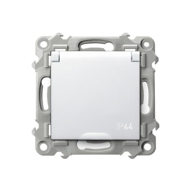 SZAFIR Gniazdo bryzgoszczelne z uziemieniem IP-44 z przesłonami torów prądowych wieczko w kolorze wy