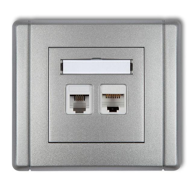 FLEXI Gniazdo telefoniczne pojedyncze 1xRJ11 + komputerowe pojedyncze 1xRJ45, kat. 5e, 8-stykowe, be