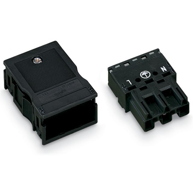 WINSTA wtyk 3-torowy z obudową odciążającą naciąg czarny