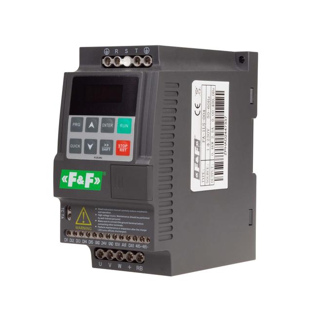 Falownik miniaturowy trójfazowy Pmax=0,75 kW Uwe=3x400 V AC Iwe=4,3 A Uwy=3x400 V AC Iwy=2,5 A FA-3HS-007 F&F