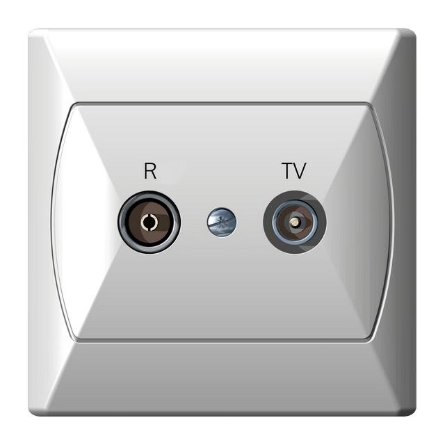 AKCENT Gniazdo RTV przelotowe 10-dB - kolor biały