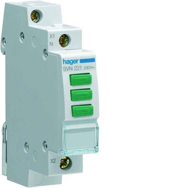 Lampka sygnalizacyjna LED 3x zielona 230VAC SVN221 HAGER