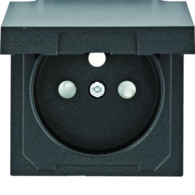lumina Płytka czołowa do gniazda z uziem. z pokrywą z przysłonami styków, czarny