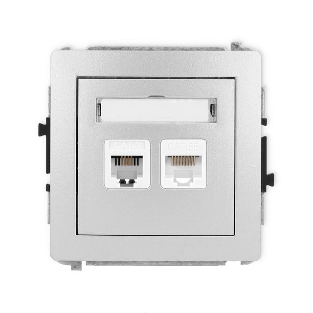 DECO Mechanizm gniazda telefonicznego pojedynczego 1xRJ11 + komputerowego pojedynczego 1xRJ45, kat.