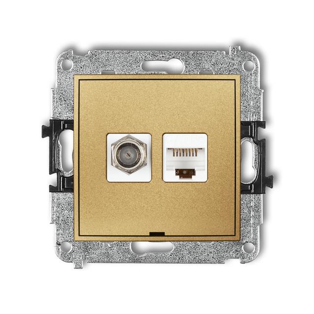 ICON Mechanizm gniazda antenowego poj. typu F (SAT) + gniazda komp. poj. 1xRJ45, kat. 5e, 8-stykowy,