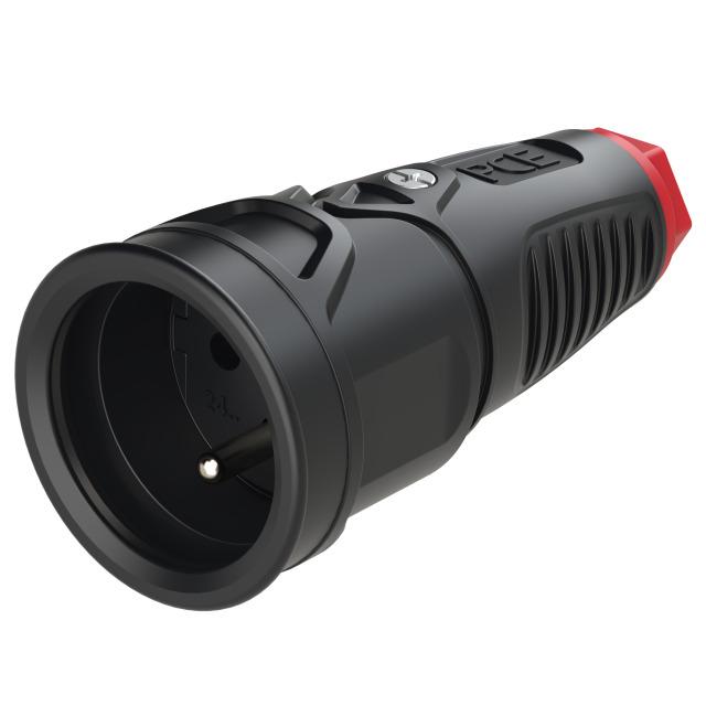 GNIAZDO PRZENOŚNE JEDNOFAZOWE GUMOWE 10/16A 2 P+Z Gniazdo gumowe z bolcem 2410-srw PCE