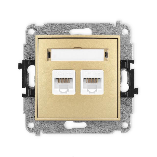 ICON Mechanizm gniazda komputerowego podwójnego 2xRJ45, kat. 5e, 8-stykowy złoty
