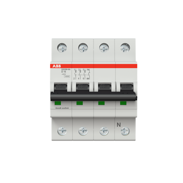 S203M-D16NA Wyłącznik nadprądowy 10kA 3P+N D16A 2CDS273103R0161 ABB
