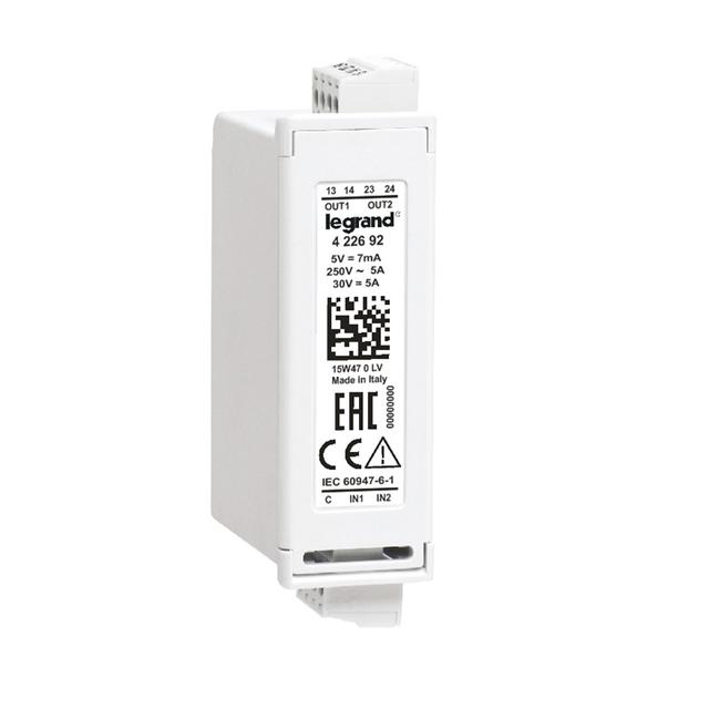 MODUŁ 2 WEJŚĆ CYFROWYCH I 2 WYJŚĆ PRZEKAŹNIK. 5A 250V AC, Legrand