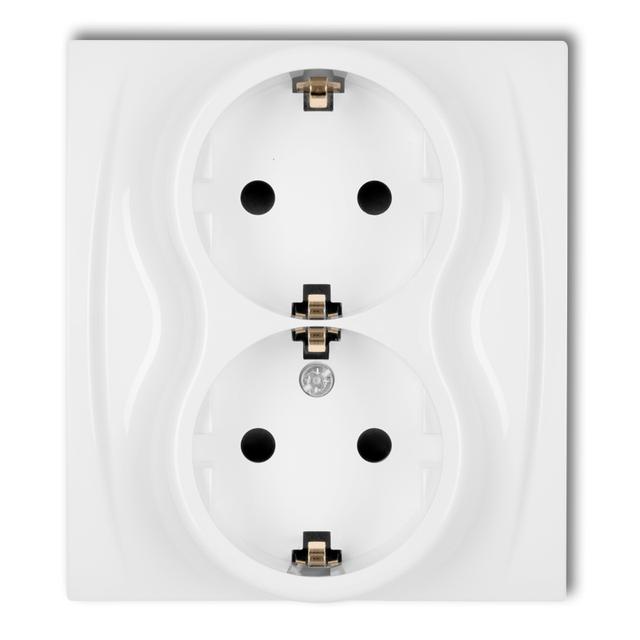 LOGO Gniazdo podwójne z uziemieniem 2x(2P+Z) SCHUKO (przesłony torów prądowych) biały LGP-2sp KARLIK