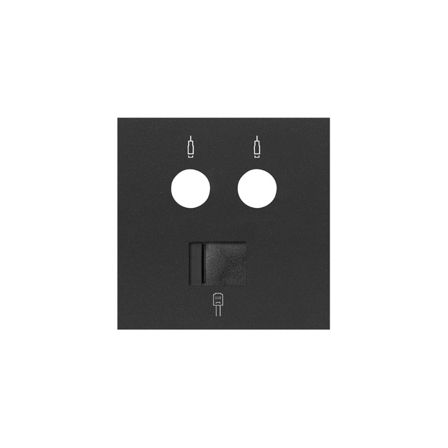 Simon 100 Pokrywa gniazda antenowego R/TV-SAT+komputerowe RJ45 kat.6 czarny mat