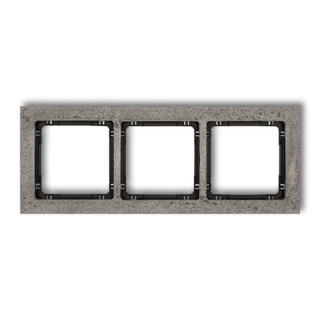 DECO Ramka uniwersalna potrójna - beton (ramka: ciemnoszary; spód: czarny)