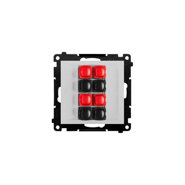 Simon 55 Gniazdo głośnikowe poczwórne 4-krotne Przekrój przewodów dla wejścia i wyjścia 2,5 mm2 Aluminium mat TGL4.01/143 KONTAKT