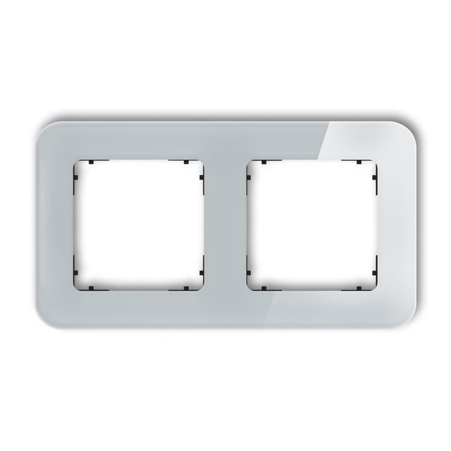 ICON Ramka uniwersalna podwójna zaokrąglona - efekt szkła (ramka: szara; spód: czarny) szary