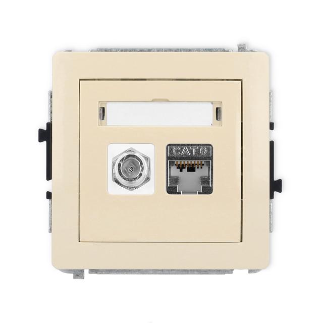 DECO Mechanizm gniazda antenowego poj. typu F (SAT) + gniazda komp. poj. 1xRJ45, kat. 6 ekranowany,