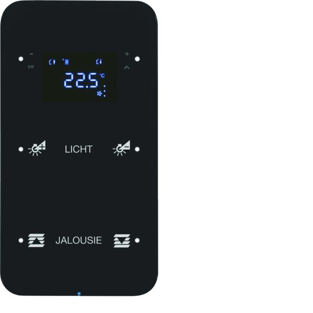 BERKER R.1 Sensor dotykowy podwójny z regulatorem temperatury konfigurowalny szkło czarny 75642165 HAGER
