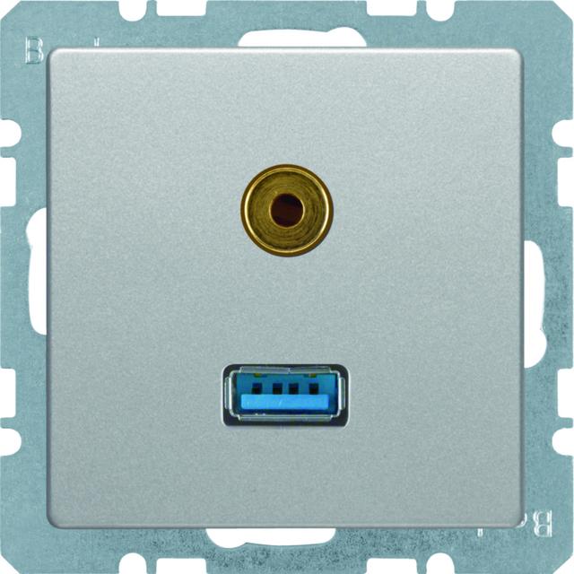 BERKER Q.x Gniazdo USB/3.5mm audio aluminium aksamit lakierowana 3315396084 HAGER