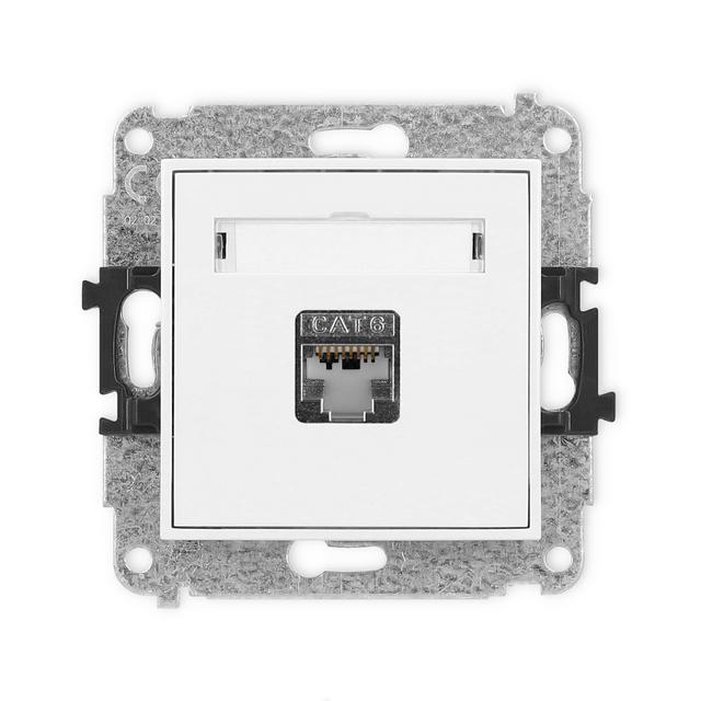 ICON Mechanizm gniazda komputerowego pojedynczego 1xRJ45, kat. 6, ekranowany, 8-stykowy biały