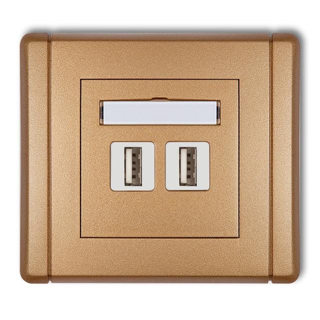 FLEXI Gniazdo podwójne 2xUSB A-A 2.0 złoty metalik 8FGUSB-2 KARLIK