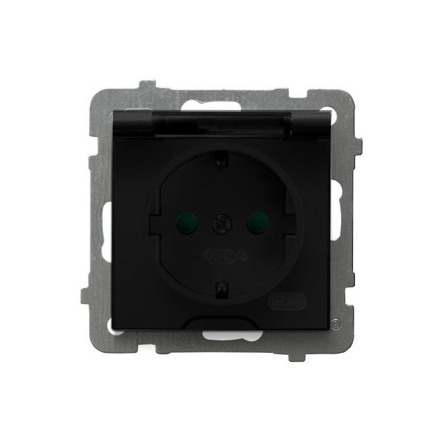 AS Gniazdo bryzgoszczelne z uziemieniem schuko IP-44 z przesłonami torów prądowych wieczko przezrocz