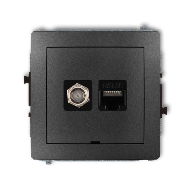 DECO Mechanizm gniazda antenowego poj. typu F (SAT) + gniazda komp. poj. 1xRJ45, kat. 5e, 8-stykowy,