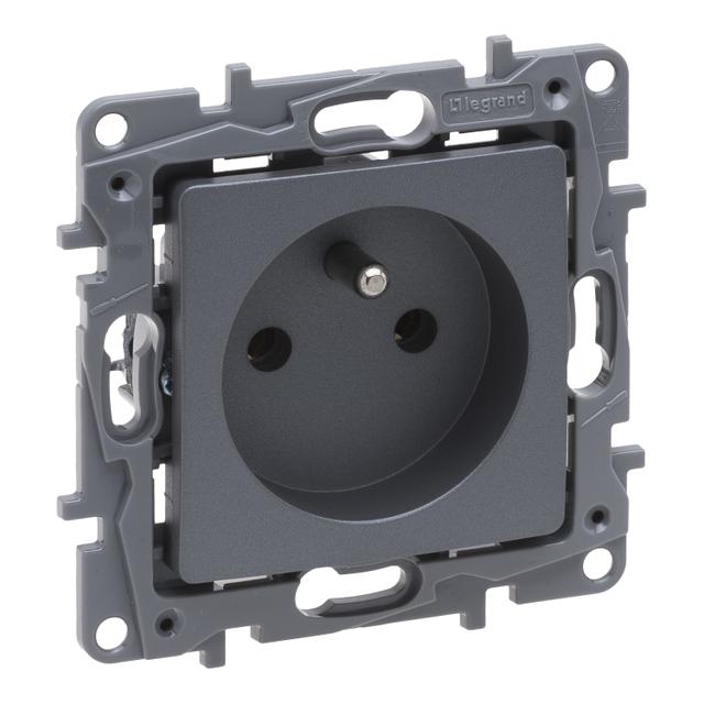Niloe Selection - Gniazdo 2P+Z 16A - 250 V (Bez Przesłony Zaciski Śrubowe) Stal 762340 LEGRAND
