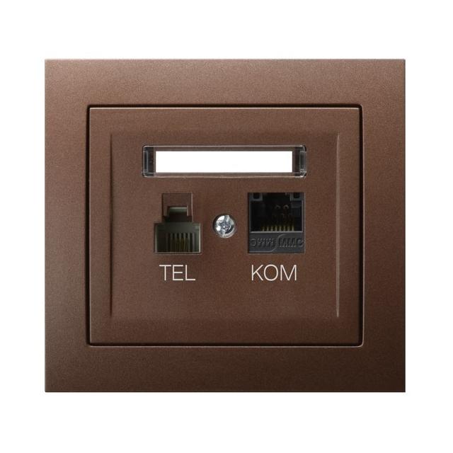 KIER Gniazdo komputerowo-telefoniczne RJ 45 kat. 5e (8-stykowe) + RJ 11 (6-stykowe) kolor brązowy metalik GPKT-W/K/52 OSPEL
