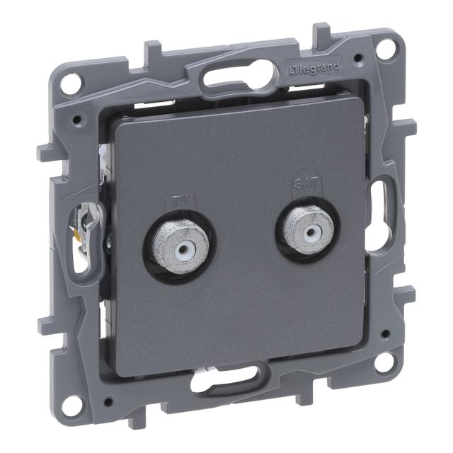 NILOE SELECTION - GNIAZDO TV -  F-F  KOŃCOWE DO INSTALACJI TYPU GWIAZDA 1 DB STAL, Legrand