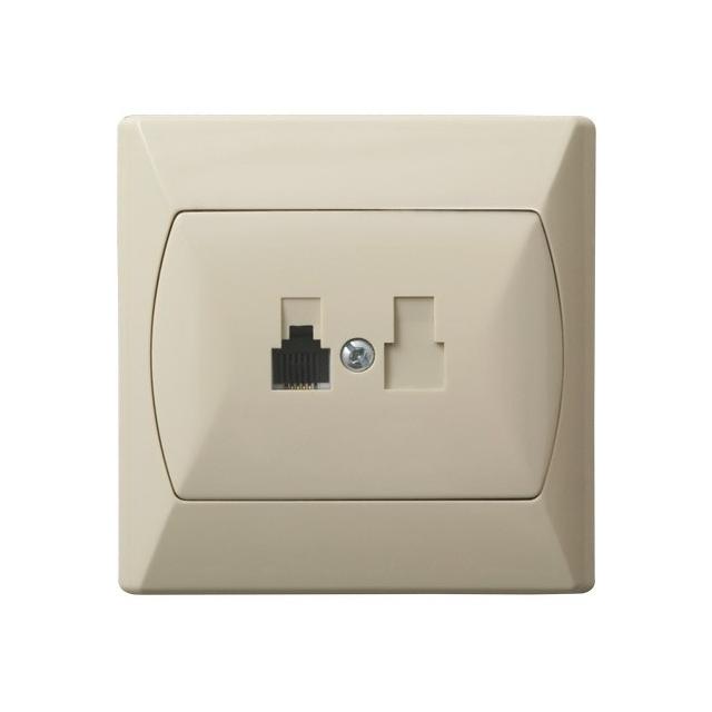 AKCENT Gniazdo telefoniczne pojedyncze - kolor beżowy