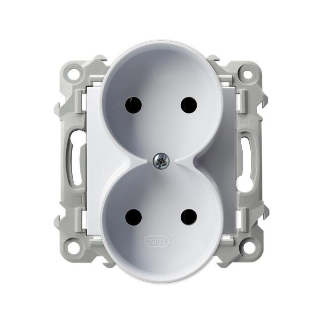 SZAFIR Gniazdo podwójne moduł bez ramki - kolor biały