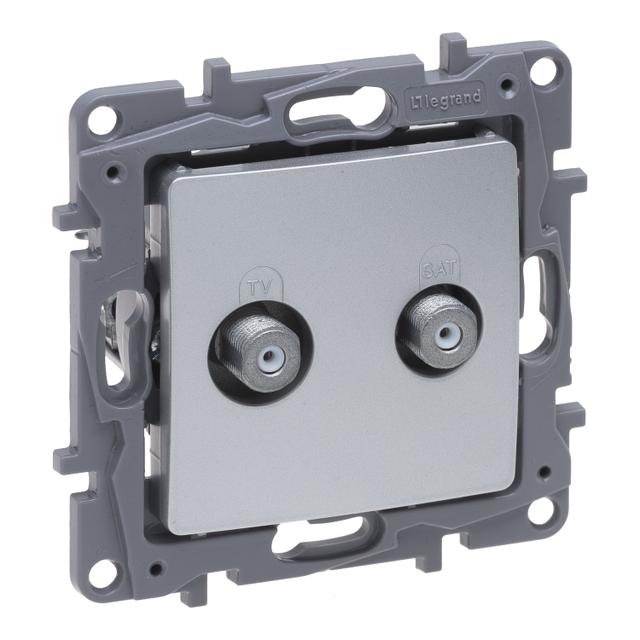 NILOE SELECTION - GNIAZDO TV -  F-F  KOŃCOWE DO INSTALACJI TYPU GWIAZDA 1 DB ALUMINIUM, Legrand