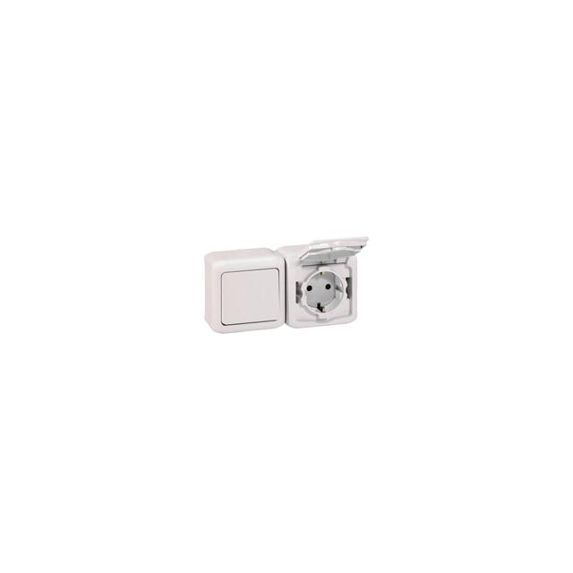 Forix IP44 Łącznik Schodowy 10Ax + Gniazdo Pojedyncze Z Uziemieniem 16A 250V Białe 782376 LEGRAND