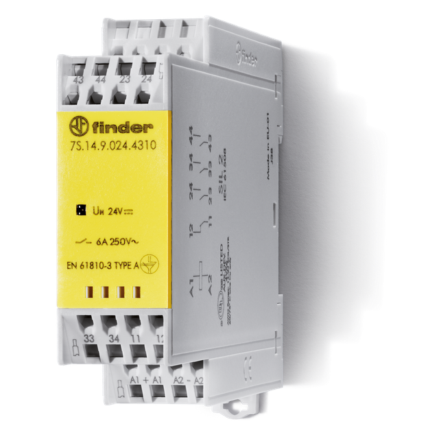 PrzekaźnikZ mechanicznie sprzężonymi zestykami serii 7S: 3Z + 1 R 6A 24V DC 7S.14.9.024.4310 /5szt./ FINDER