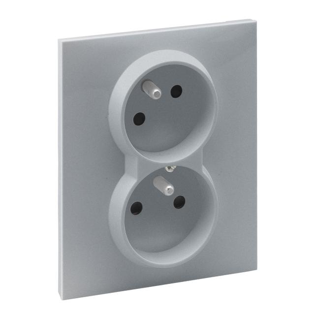 Suno Gniazdo Pojedyncze Z Uziemieniem 2P+Z (Czeskie) Z Przesłoną 16A 250 V Zaciski Automatyczne (Monoblok) Aluminium 721382 LEGRAND