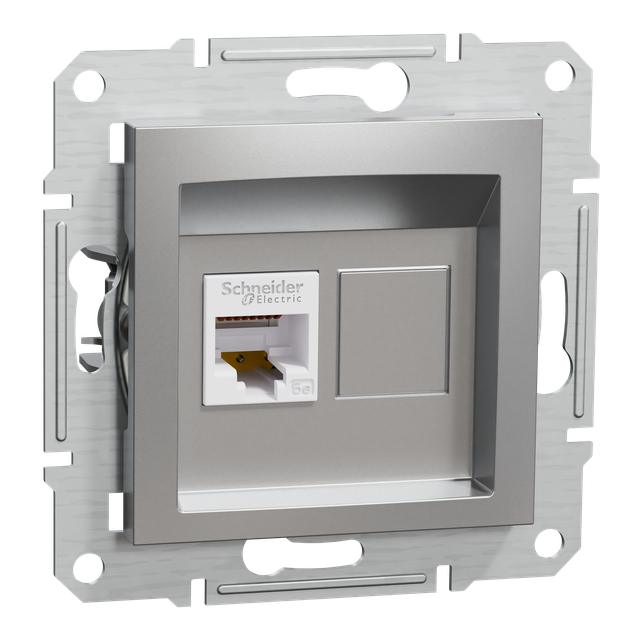 Asfora, gniazdo komputerowe RJ45 kat.5e, UTP, bez ramki, aluminium