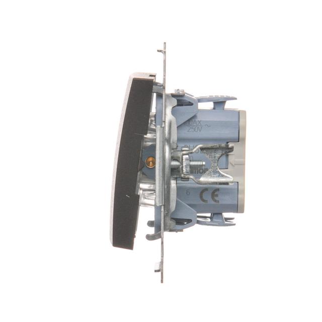 Simon 54 Łącznik schodowy z podświetleniem LED bez piktogramu 10A 250V szybkozłączka brąz mat DW6L.01/X/46 KONTAKT