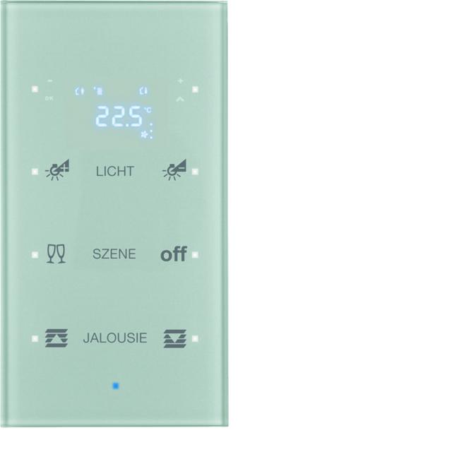 BERKER KNX TS Sensor dotykowy potrójny z regulatorem temperatury konfigurowalny szkło aluminium 75643134 HAGER